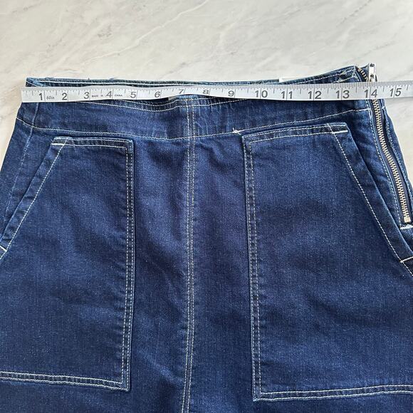 NWT Free Assembly women’s denim indigo skirt sz 4 front patch pocket side zip - Picture 6 of 12